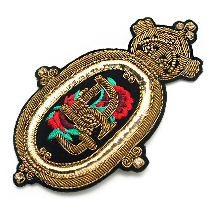 东莞厂家批发立体真金属丝印度绣英伦风肩章胸章服装箱包辅料